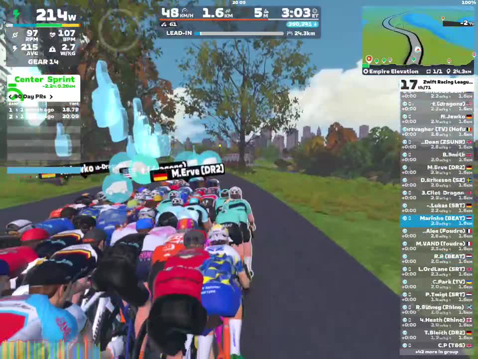 Zwift - Race: Zwift Racing League: City Showdown - Open Aqua League Division 1 (C) on Empire Elevation in New York