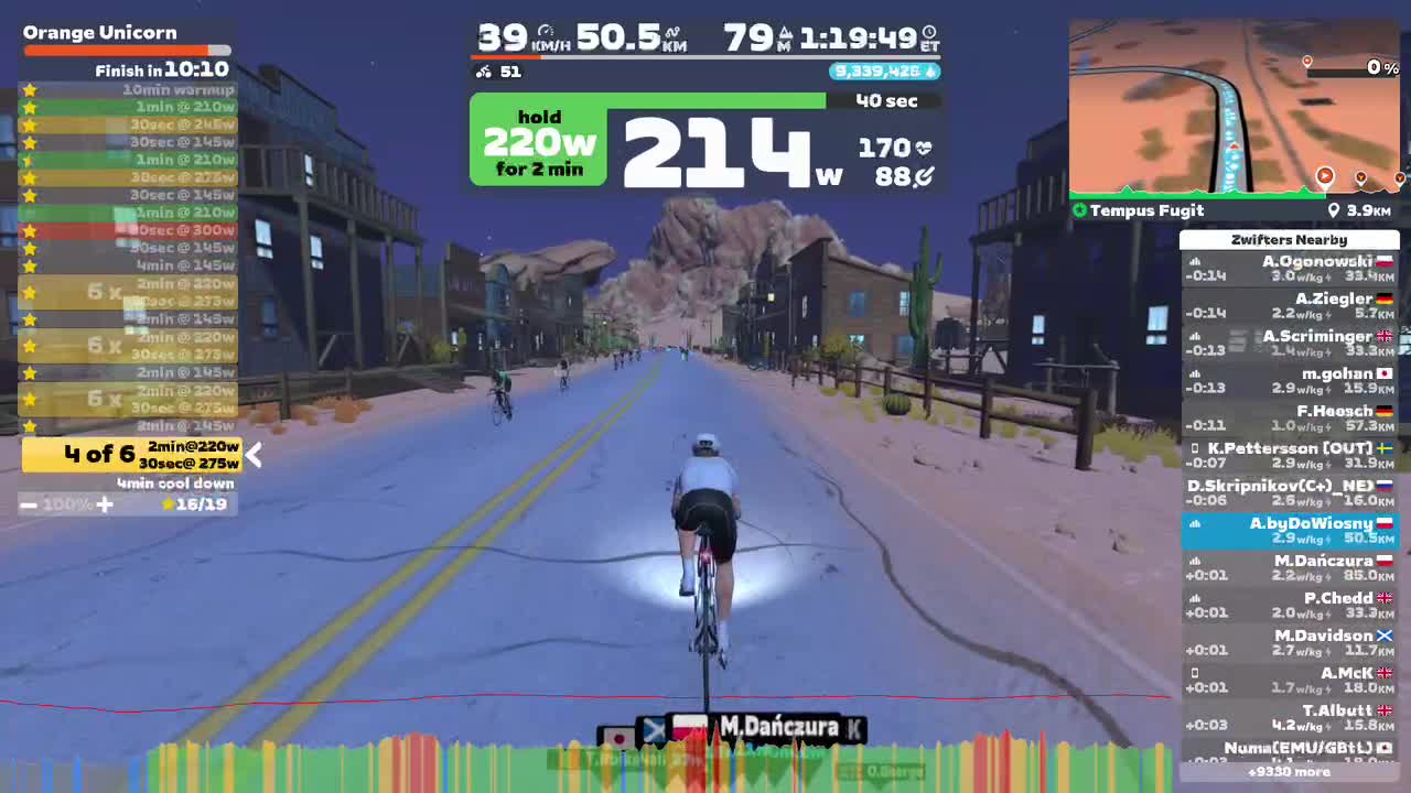 Zwift - Orange Unicorn on Tempus Fugit in Watopia