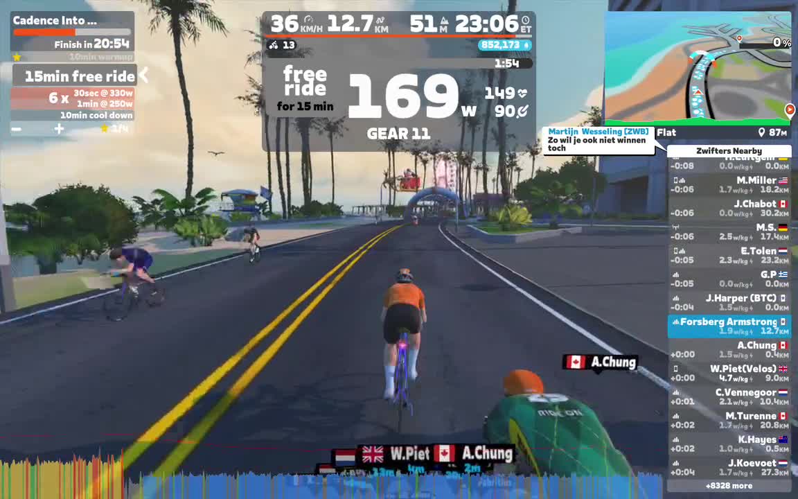 Zwift - Cadence Into Over-Unders on Volcano Flat in Watopia