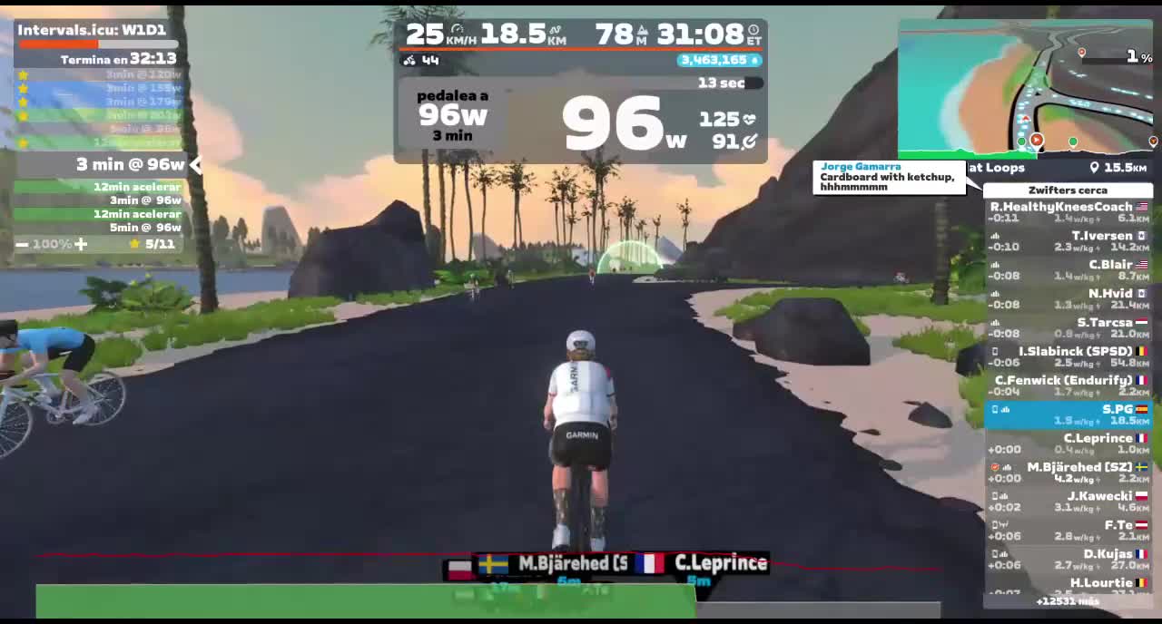 Zwift - : W1D1 on Triple Flat Loops in Watopia