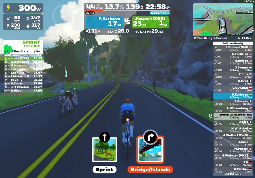 Zwift - Tair Dringfa Fechan in Watopia