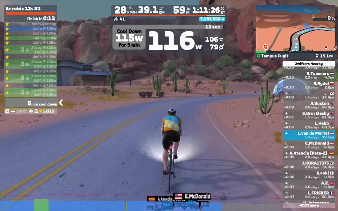 Zwift - Aerobic 12s #2 on Tempus Fugit in Watopia