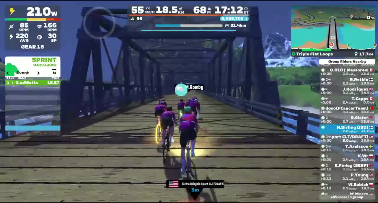 Zwift - Group Ride: Rapha Festive 500 with Coco @ 2.6 W/KG on Triple Flat Loops in Watopia