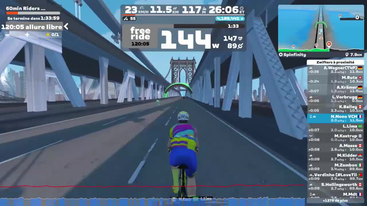 Zwift - 60min Riders Choice (1) on Spinfinity in New York