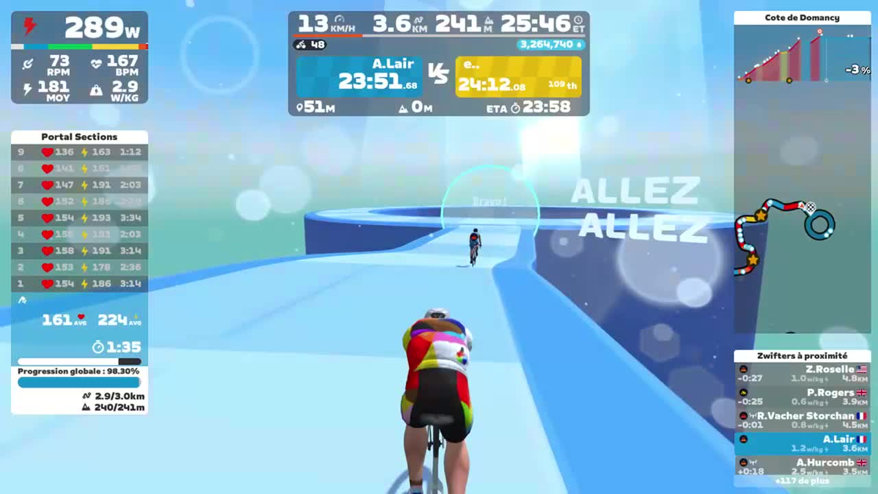 Zwift - Climb Portal: Cote de Domancy at 100% Elevation in Watopia