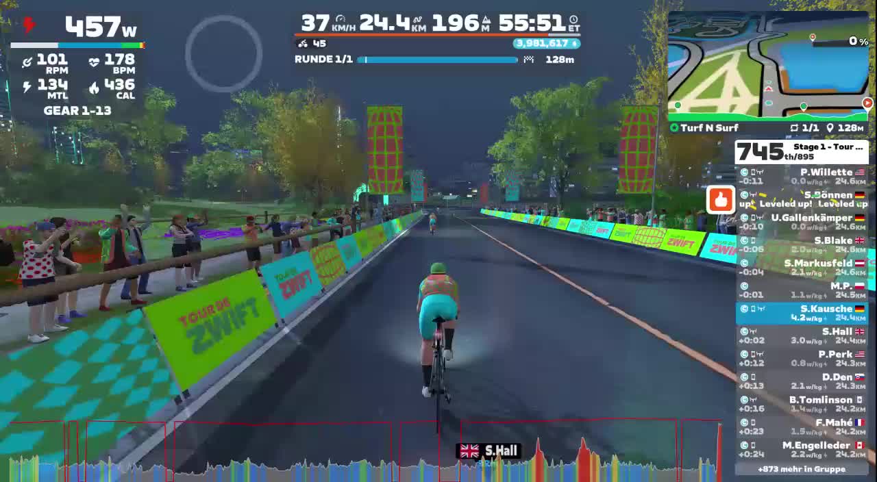 Zwift - Group Ride: Short - Stage 1 - Tour de Zwift on Turf N Surf in Makuri Islands