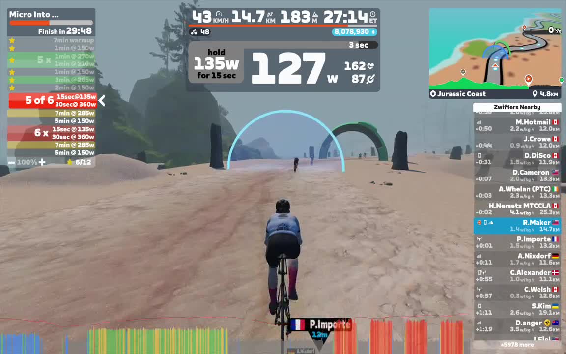 Zwift - Micro Into Threshold on Jurassic Coast in Watopia
