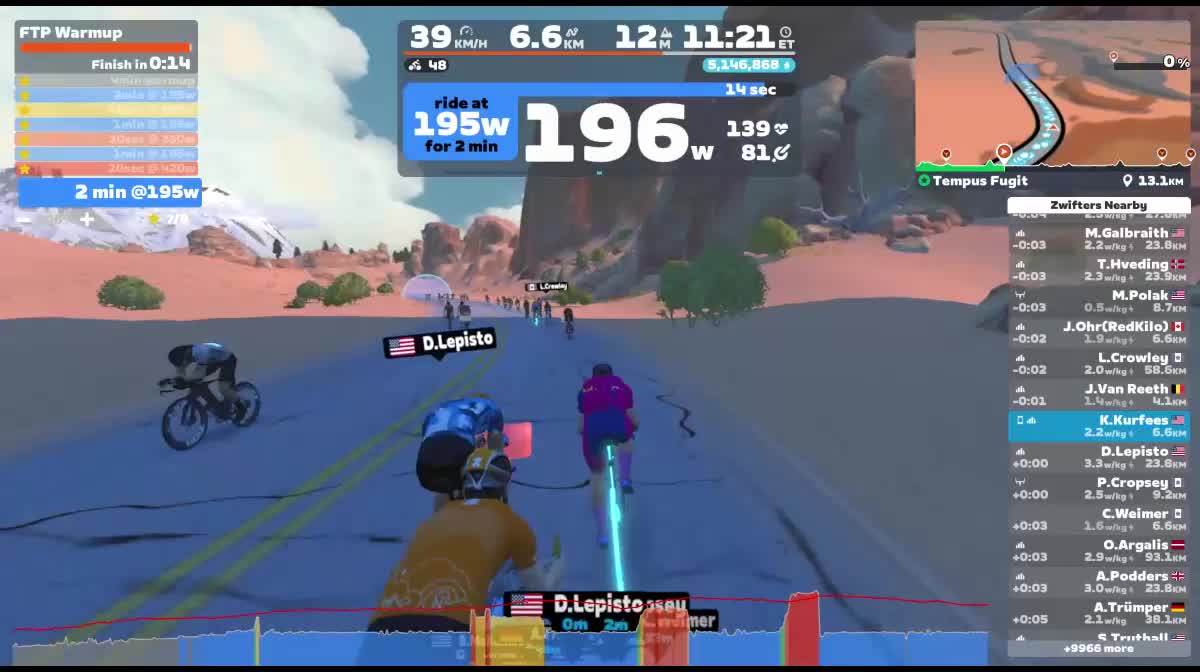 Zwift - FTP Warmup on Tempus Fugit in Watopia