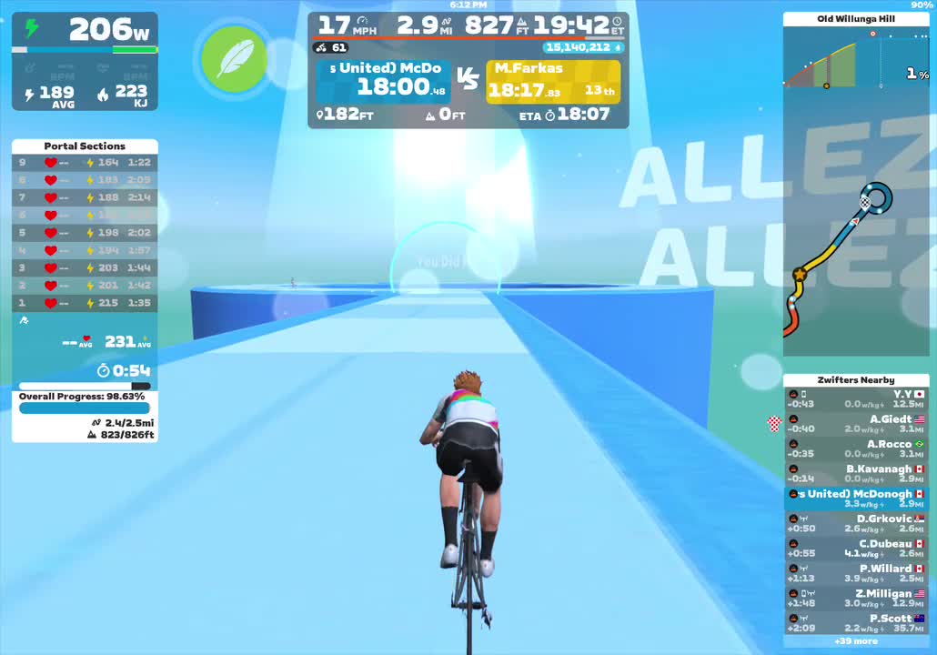 Zwift - Climb Portal: Old Willunga Hill at 100% Elevation in Watopia