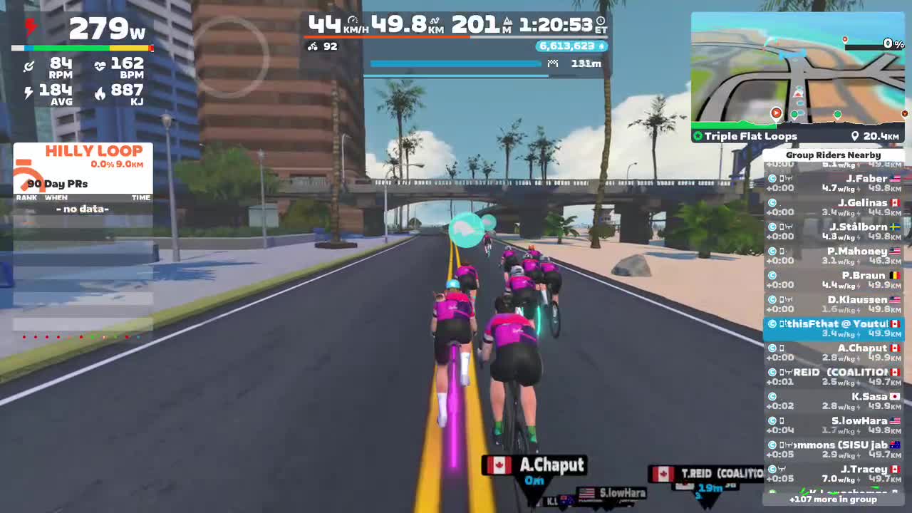 Zwift - Group Ride: Rapha Festive 500 with Maria @ 2.2 W/KG on Triple Flat Loops in Watopia