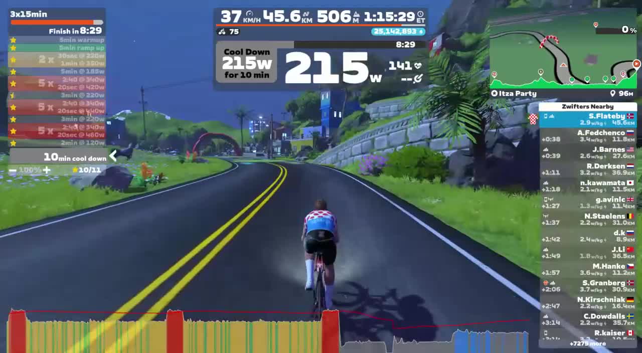 Zwift - 3x15min on Itza Party in Watopia