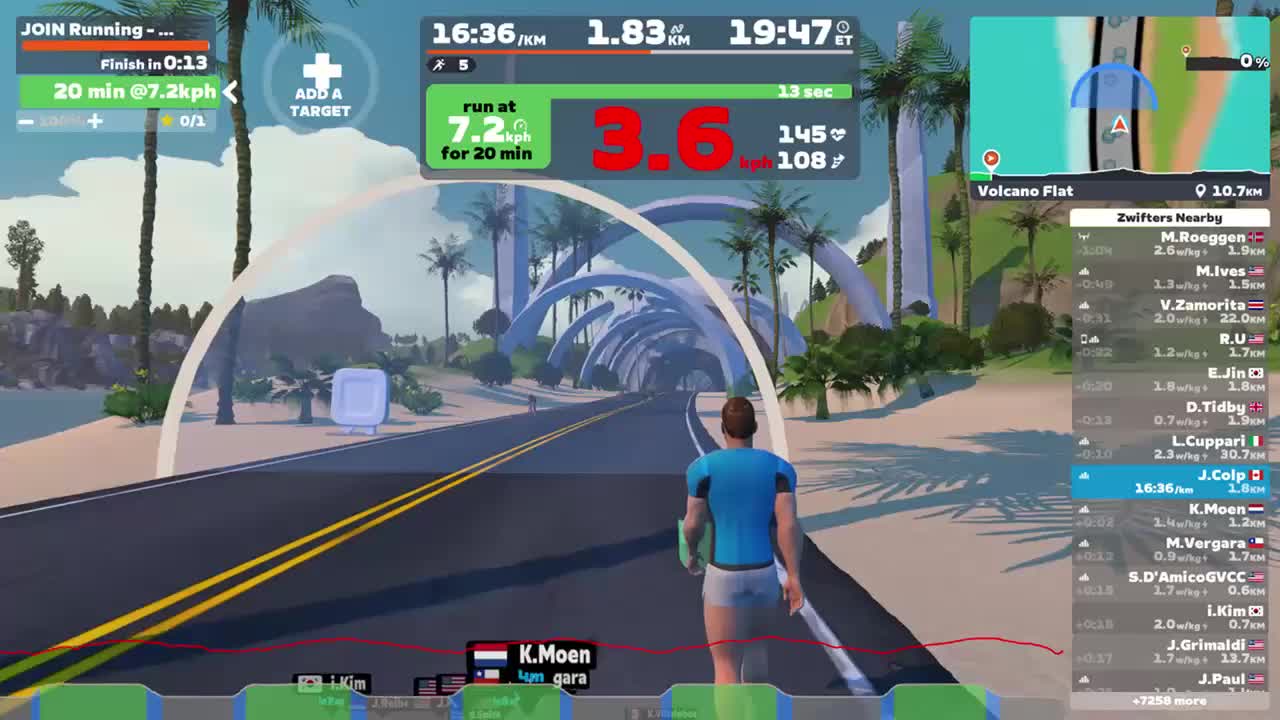 Zwift - JOIN Running - Easy endurance on Volcano Flat in Watopia