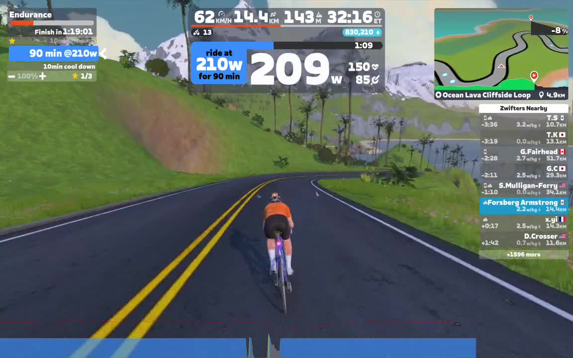 Zwift - Endurance on Ocean Lava Cliffside Loop in Watopia