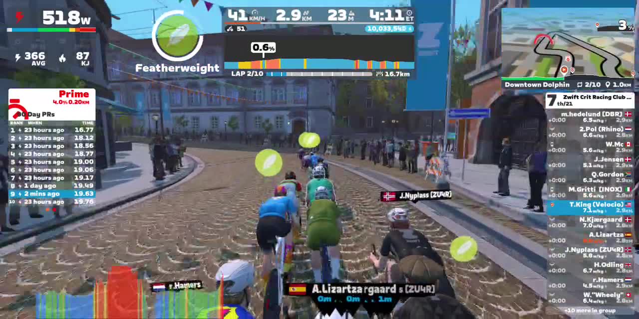 Zwift - Race: Zwift Crit Racing Club - Downtown Dolphin (A) on Downtown Dolphin in Crit City