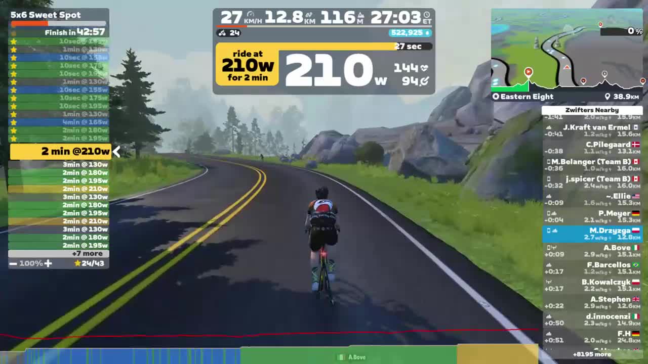 Zwift - 5x6 Sweet Spot on Eastern Eight in Watopia