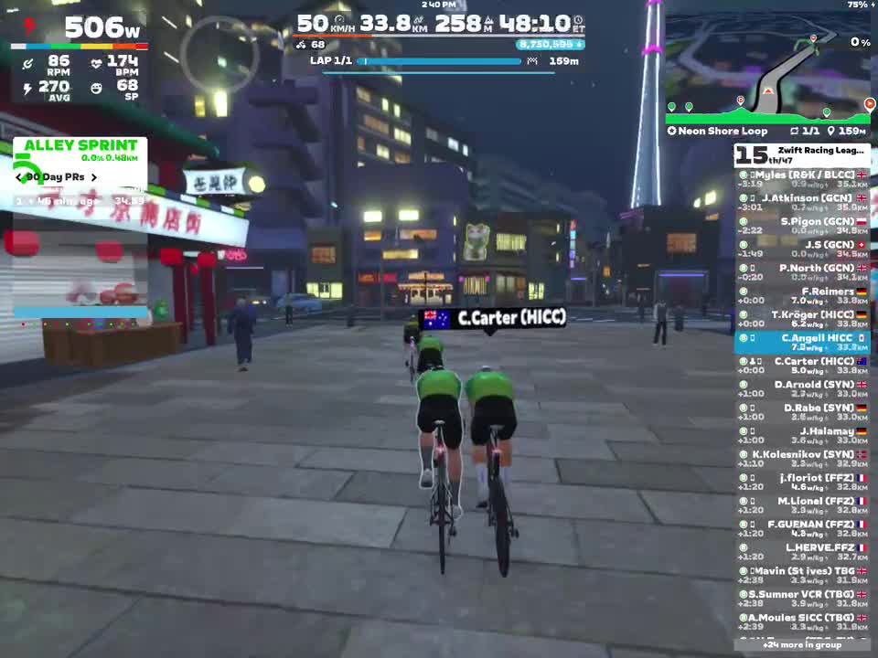 Zwift - TTT: Zwift Racing League: Redline Rally - Open Blue League Division 4 (B) on Neon Shore Loop in Makuri Islands