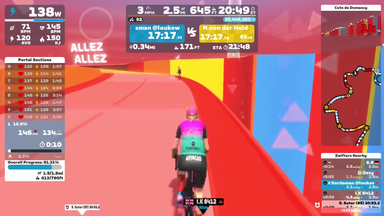 Zwift - Climb Portal: Cote de Domancy at 100% Elevation in France
