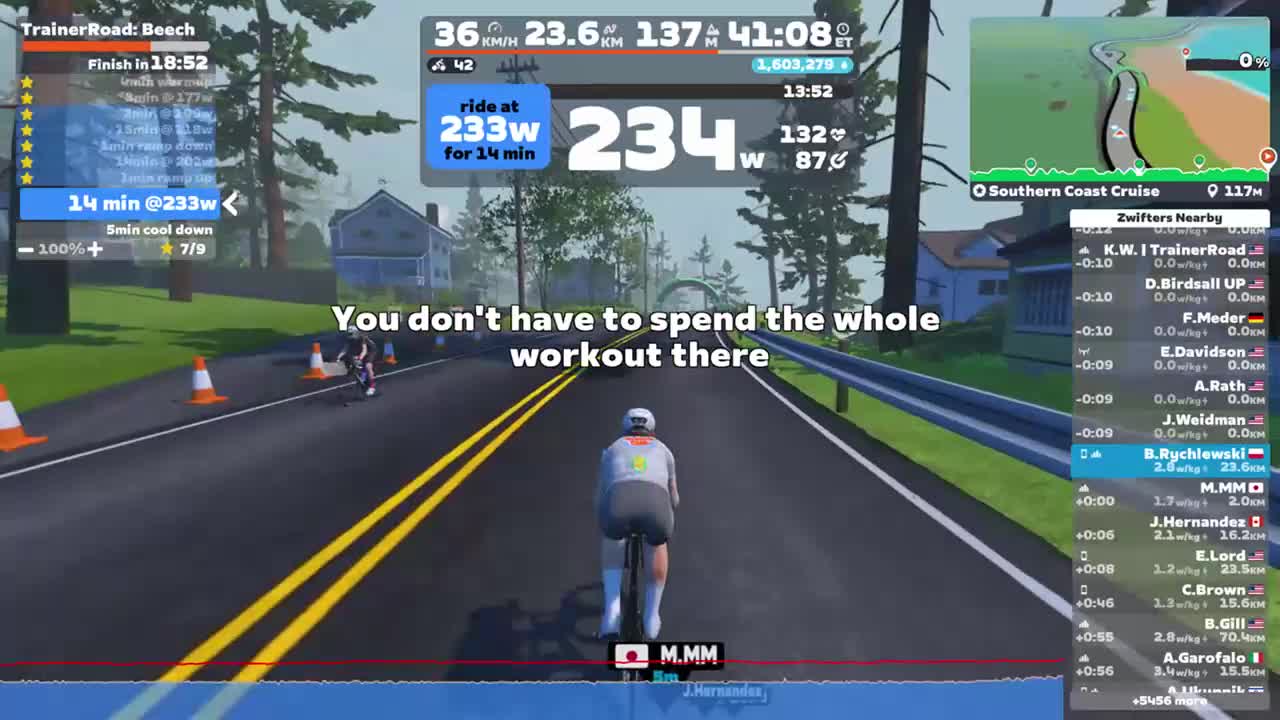 Zwift - TrainerRoad: Beech on Southern Coast Cruise in Watopia
