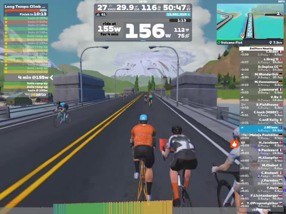 Zwift - Long Tempo Climb #1 on Volcano Flat in Watopia