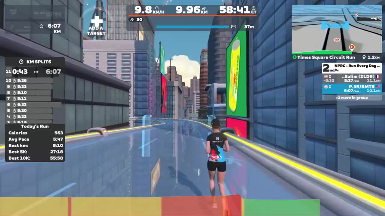 Zwift - Group Run: NPRC - Run Every Day Powered By NoblePro (A) on Times Square Circuit Run in New York
