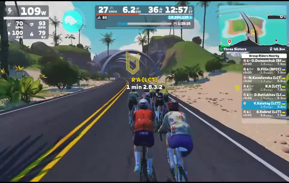 Zwift - Group Ride: Leader Cycling Team on Three Sisters in Watopia