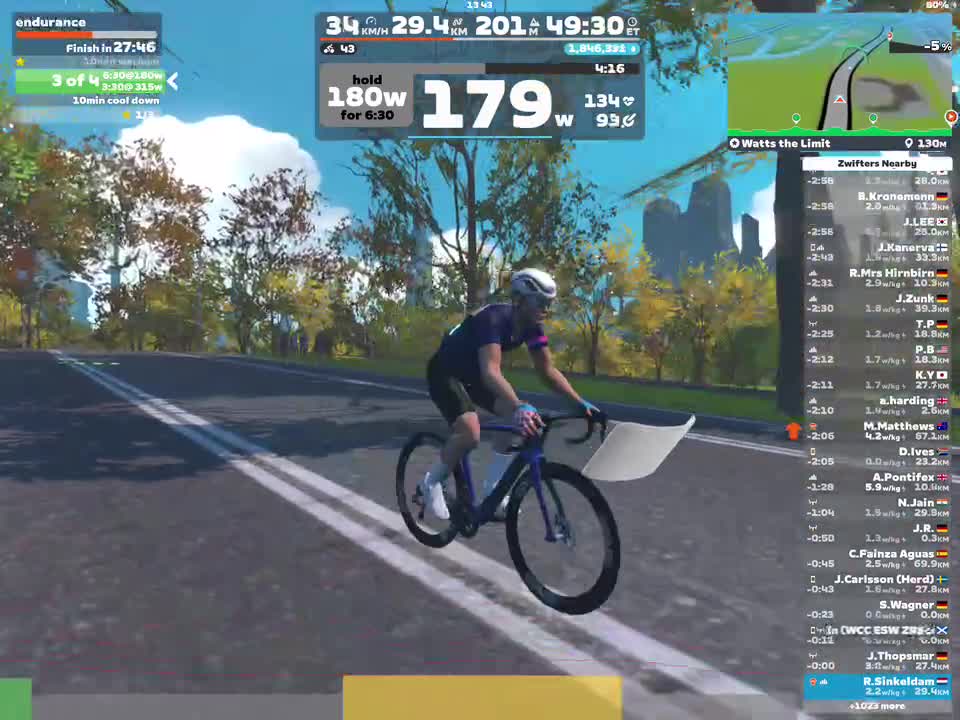 Zwift - endurance on Watts the Limit in New York