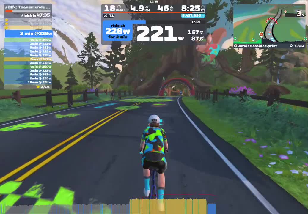 Zwift - JOIN: Toenemende tempo/omslagpunt intervallen on Jarvis Seaside Sprint in Watopia