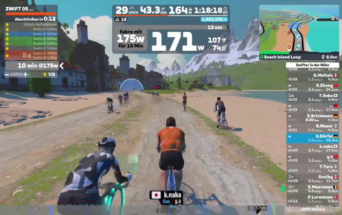 Zwift - ZWIFT 05 Vo2-Intervalle (4Min): 5x4 on Beach Island Loop in Watopia