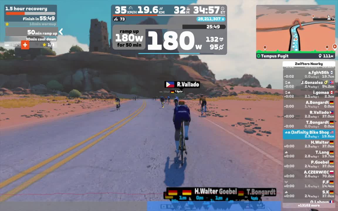 Zwift - 1.5 hour recovery on Tempus Fugit in Watopia