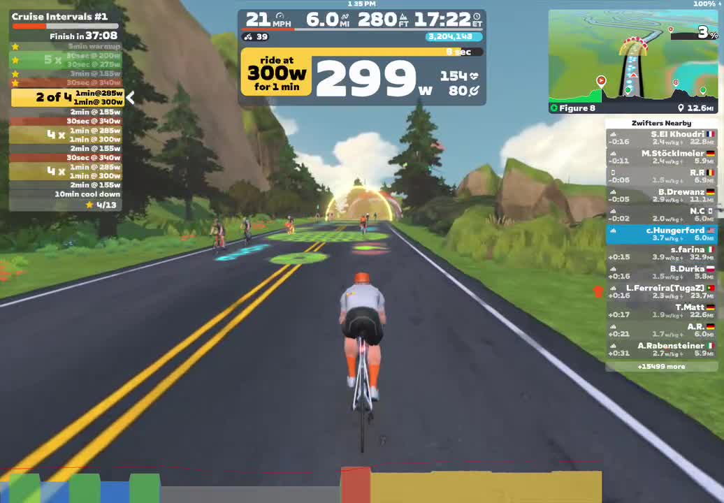 Zwift - Cruise Intervals #1 on Figure 8 in Watopia