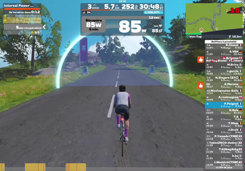 Zwift - Interval Power Play on Ven-Top in France