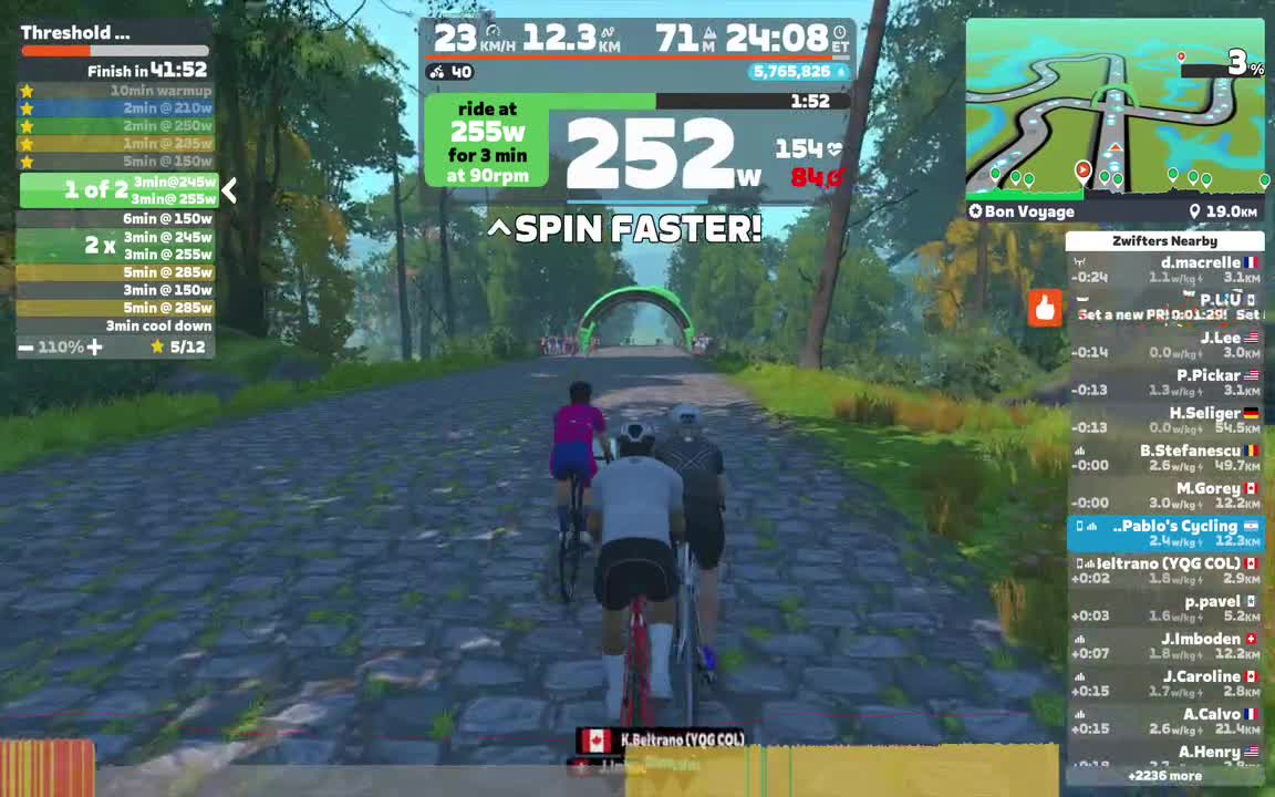 Zwift - Threshold Development on Bon Voyage in France
