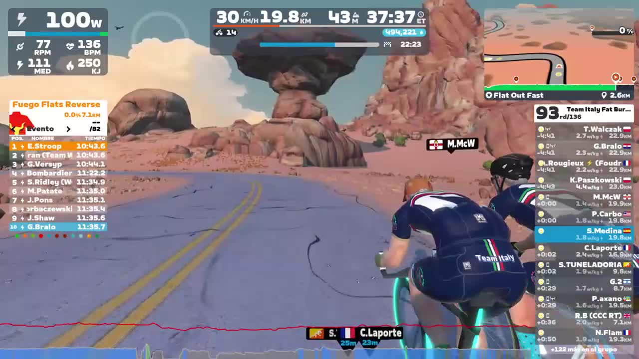 Zwift - Group Ride: Team Italy Fat Burn Ride (D) on Flat Out Fast in Watopia