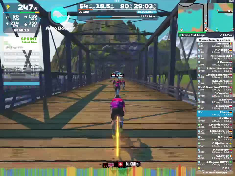 Zwift - Group Ride: Rapha Festive 500 with Maria @ 2.2 W/KG on Triple Flat Loops in Watopia
