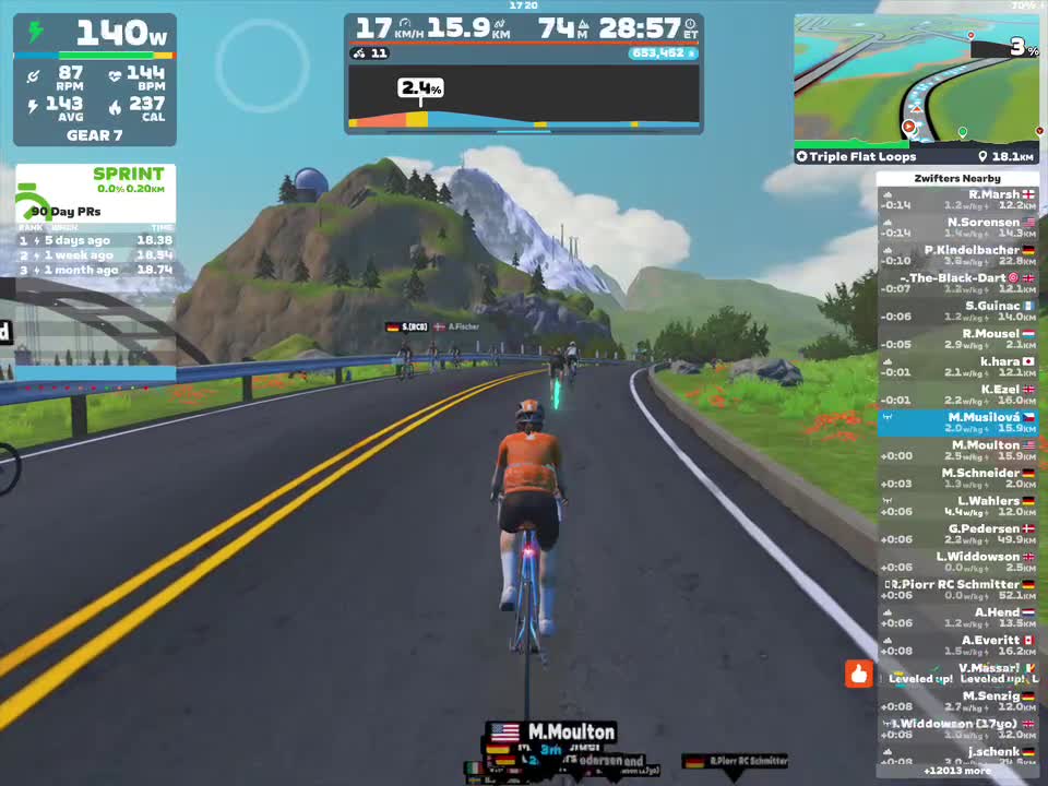 Zwift - Triple Flat Loops in Watopia