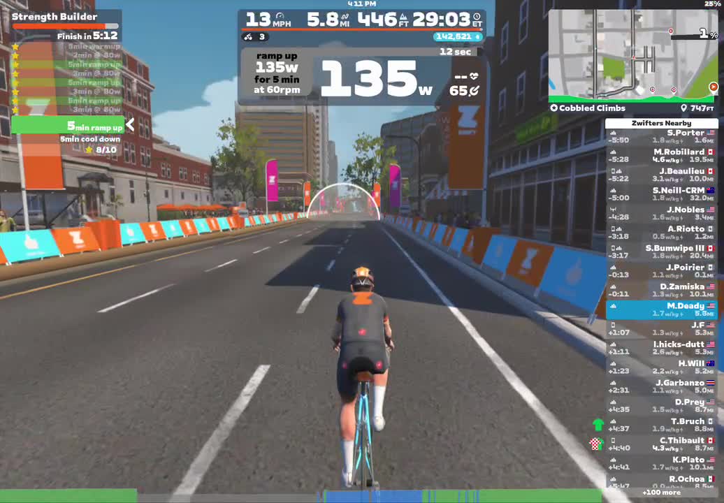 Zwift - Strength Builder on Cobbled Climbs in Richmond