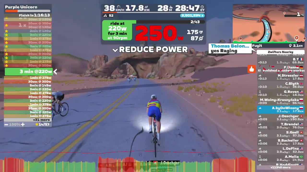 Zwift - Purple Unicorn on Tempus Fugit in Watopia