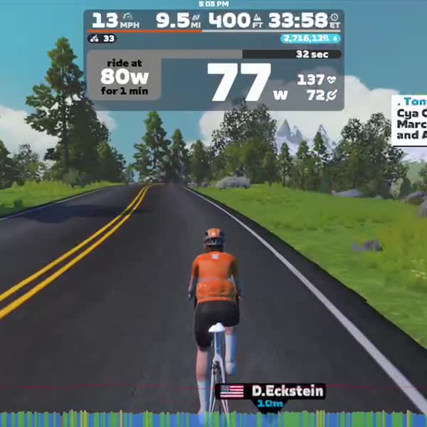 Zwift - 3x5 low cadence (high torque) 3x2min high cadence on Sand And Sequoias in Watopia
