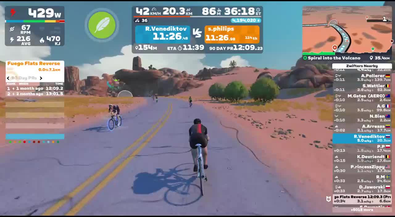 Zwift - Spiral into the Volcano in Watopia