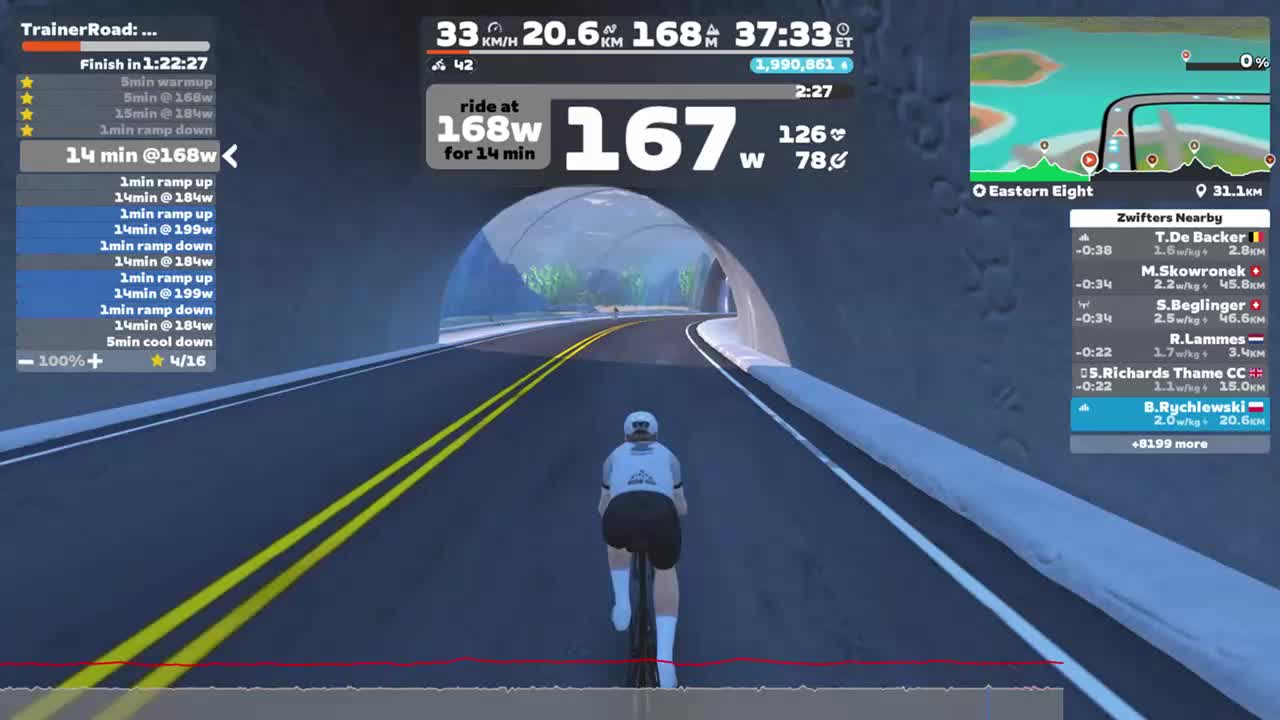 Zwift - TrainerRoad: Boarstone -2 on Eastern Eight in Watopia