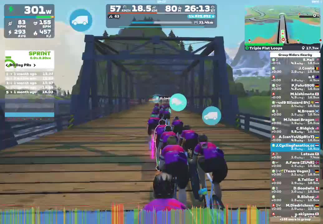 Zwift - Group Ride: Rapha Festive 500 with Coco @ 2.6 W/KG on Triple Flat Loops in Watopia