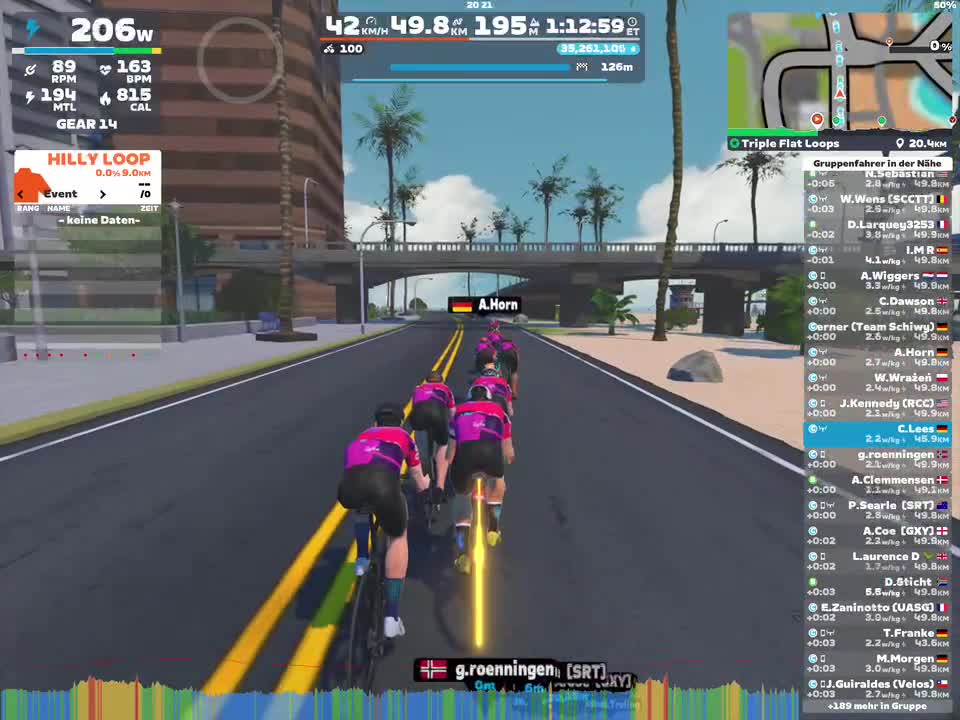 Zwift - Group Ride: Rapha Festive 500 with Maria @ 2.2 W/KG on Triple Flat Loops in Watopia