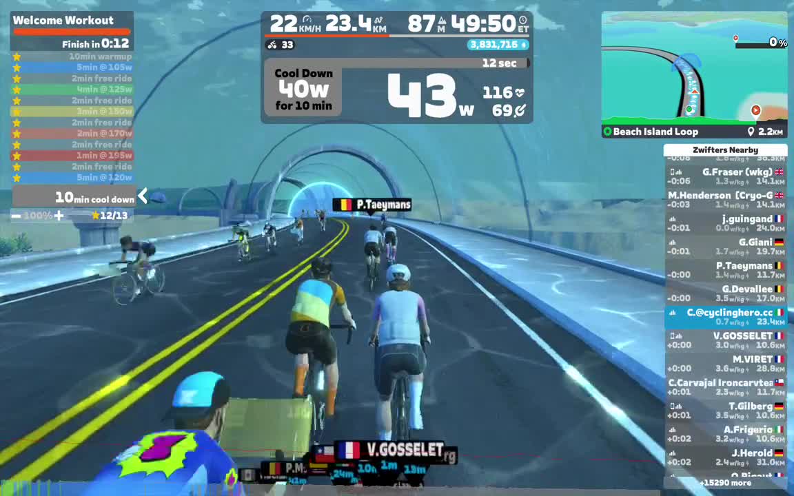 Zwift - Welcome Workout on Beach Island Loop in Watopia