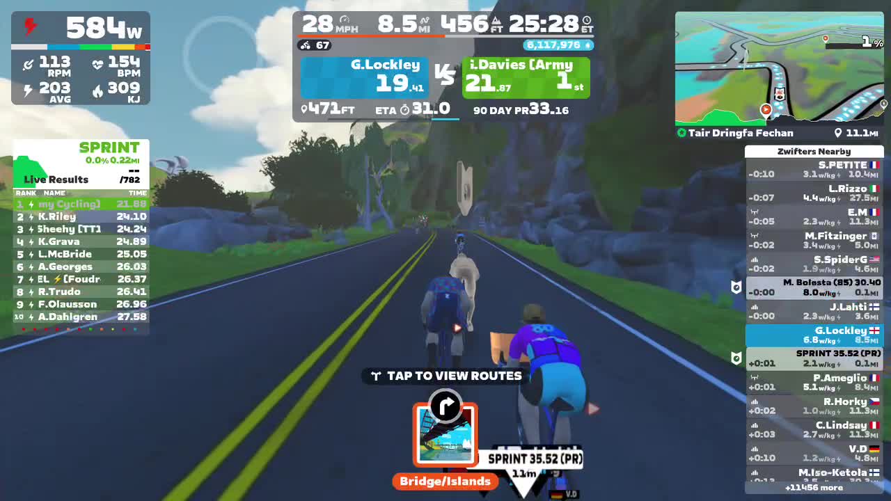 Zwift - Tair Dringfa Fechan in Watopia