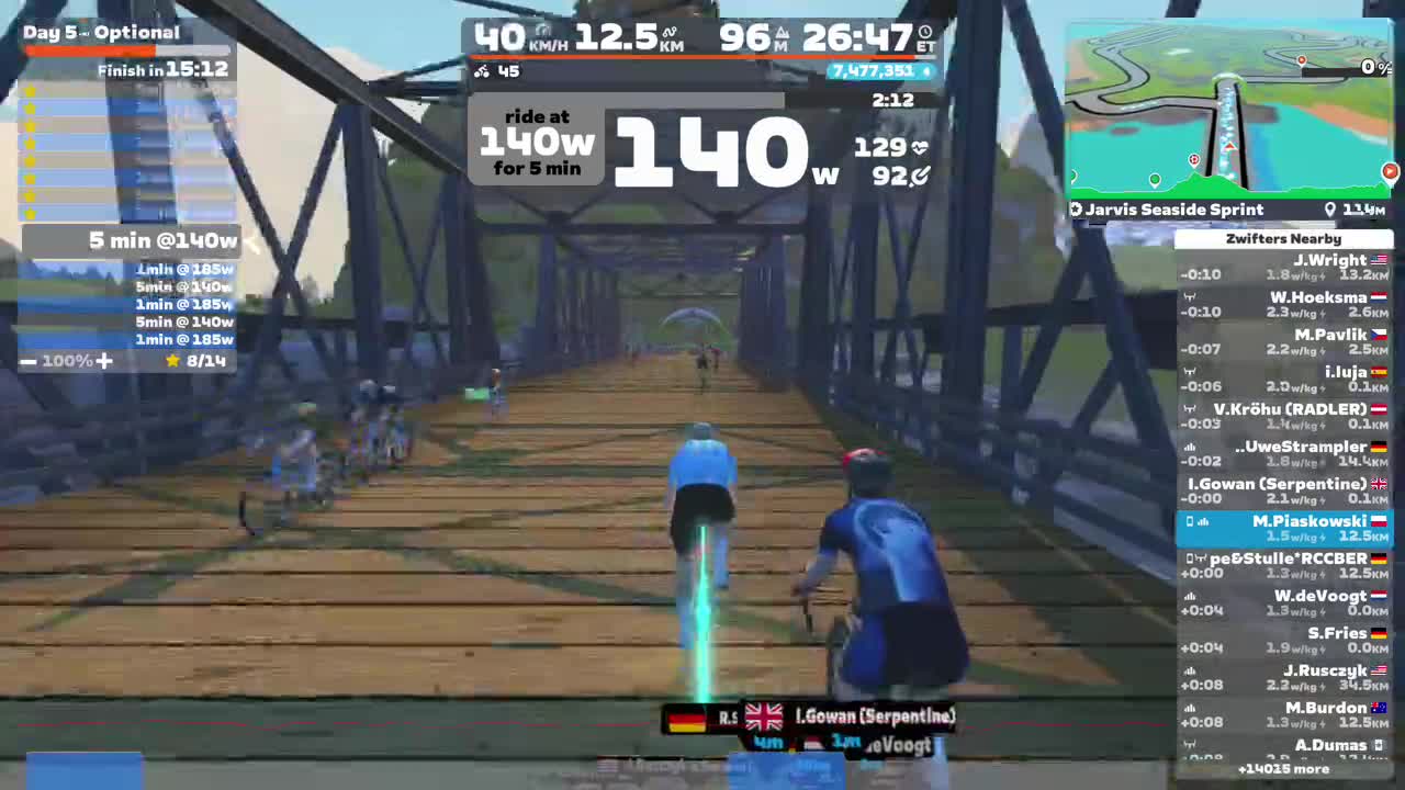 Zwift - Day 5 - Optional on Jarvis Seaside Sprint in Watopia