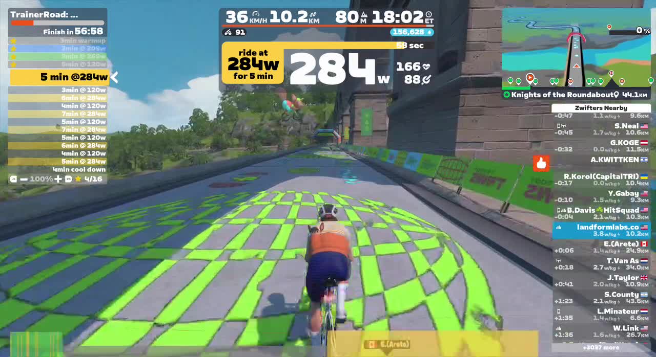 Zwift - TrainerRoad: Centennial -2 on Knights of the Roundabout in France