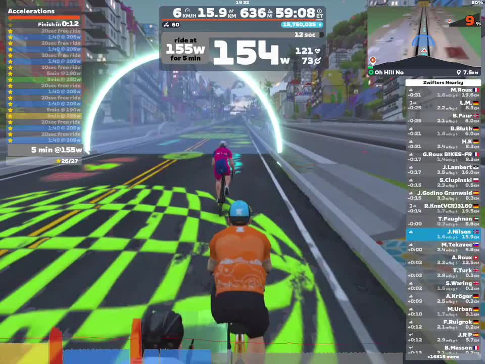 Zwift - Accelerations on Oh Hill No in Watopia