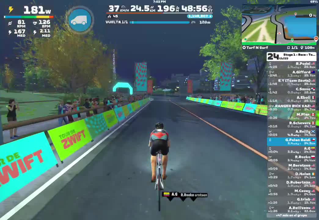 Zwift - Race:  Stage 1 - Race - Tour de Zwift on Turf N Surf in Makuri Islands