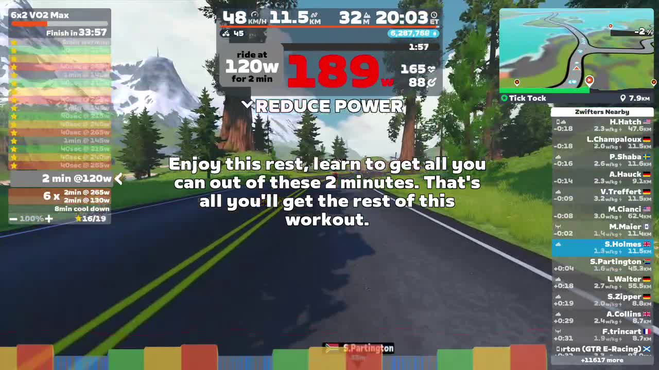 Zwift - 6x2 VO2 Max on Tick Tock in Watopia