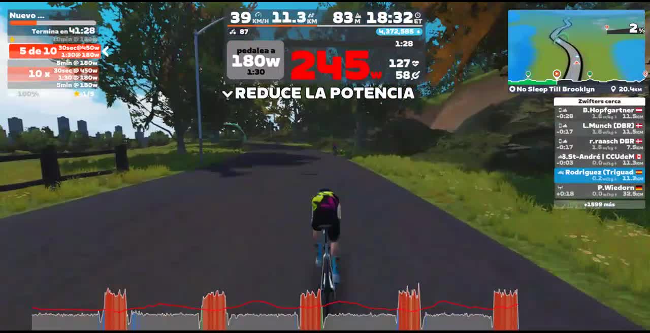 Zwift - Nuevo entrenamiento on No Sleep Till Brooklyn in New York